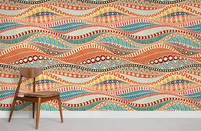 Boho Chic Geometric Wave Mural Wallpaper