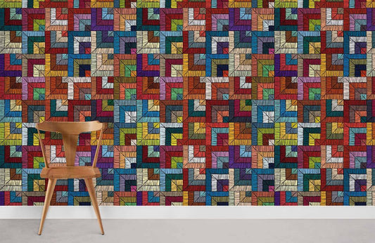 Colorful Geometric Textured Mural Wallpaper