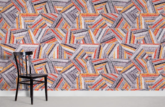 Colorful Geometric Herringbone Mural Wallpaper