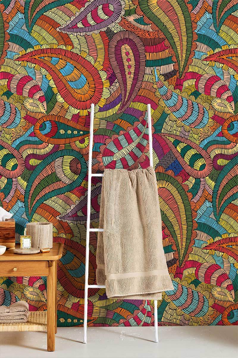 Colorful Abstract Boho Pattern Mural Wallpaper