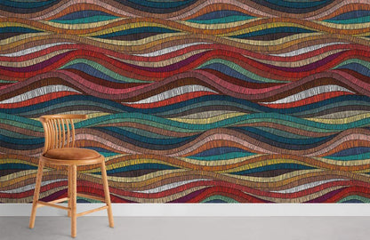 Colorful Abstract Wave Pattern Mural Wallpaper