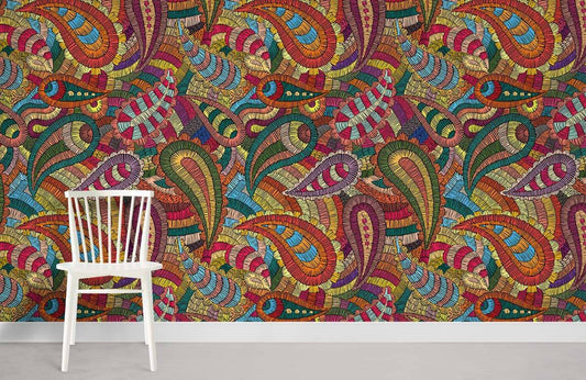 Colorful Abstract Boho Pattern Mural Wallpaper