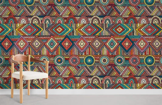 Colorful Geometric Boho Chic Mural Wallpaper