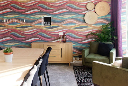 Colorful Abstract Wave Pattern Mural Wallpaper in conference room