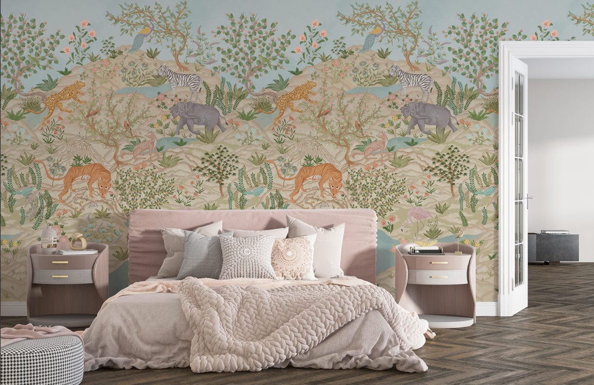 Wallpaper mural with energising mountains for use in decorating bedrooms