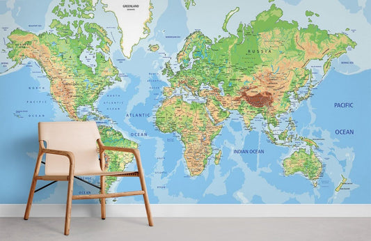 Educational Voyage World Map Mural Wallpaper