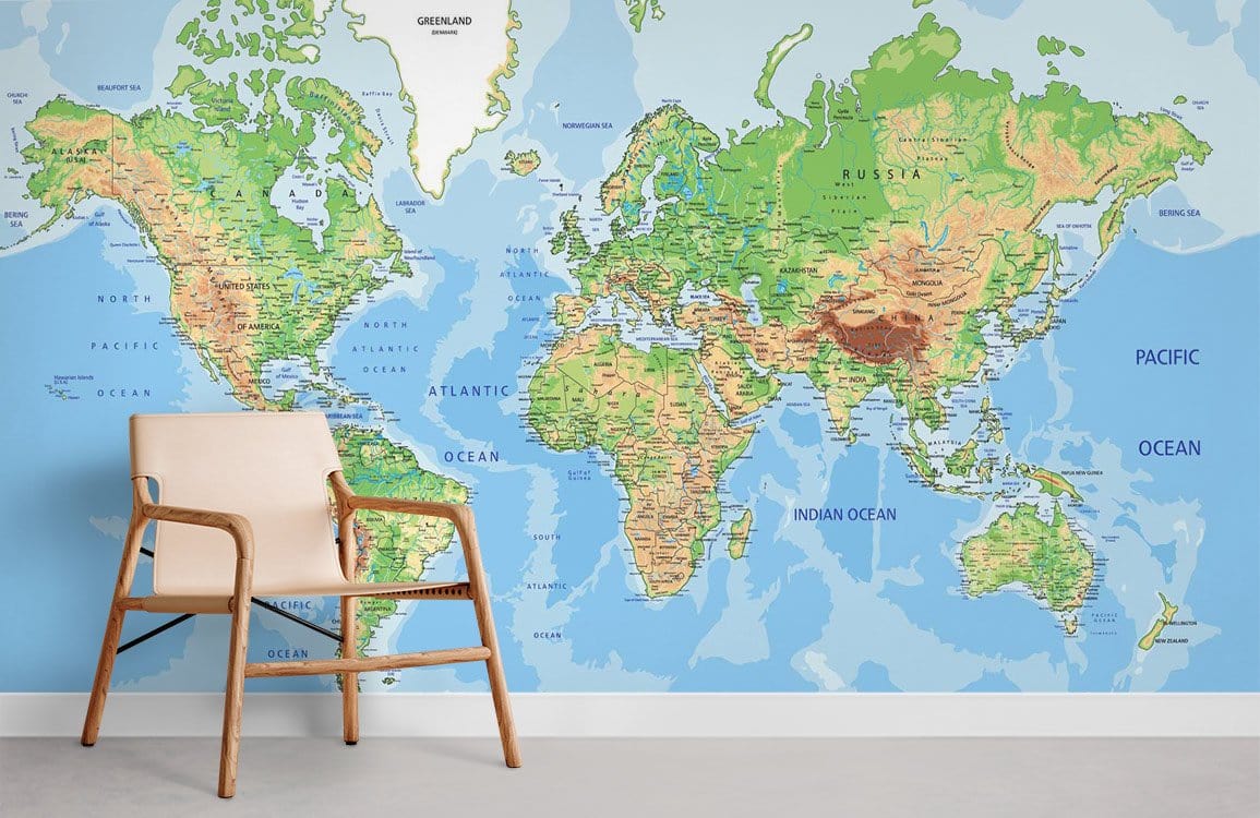 Educational Voyage World Map Mural Wallpaper