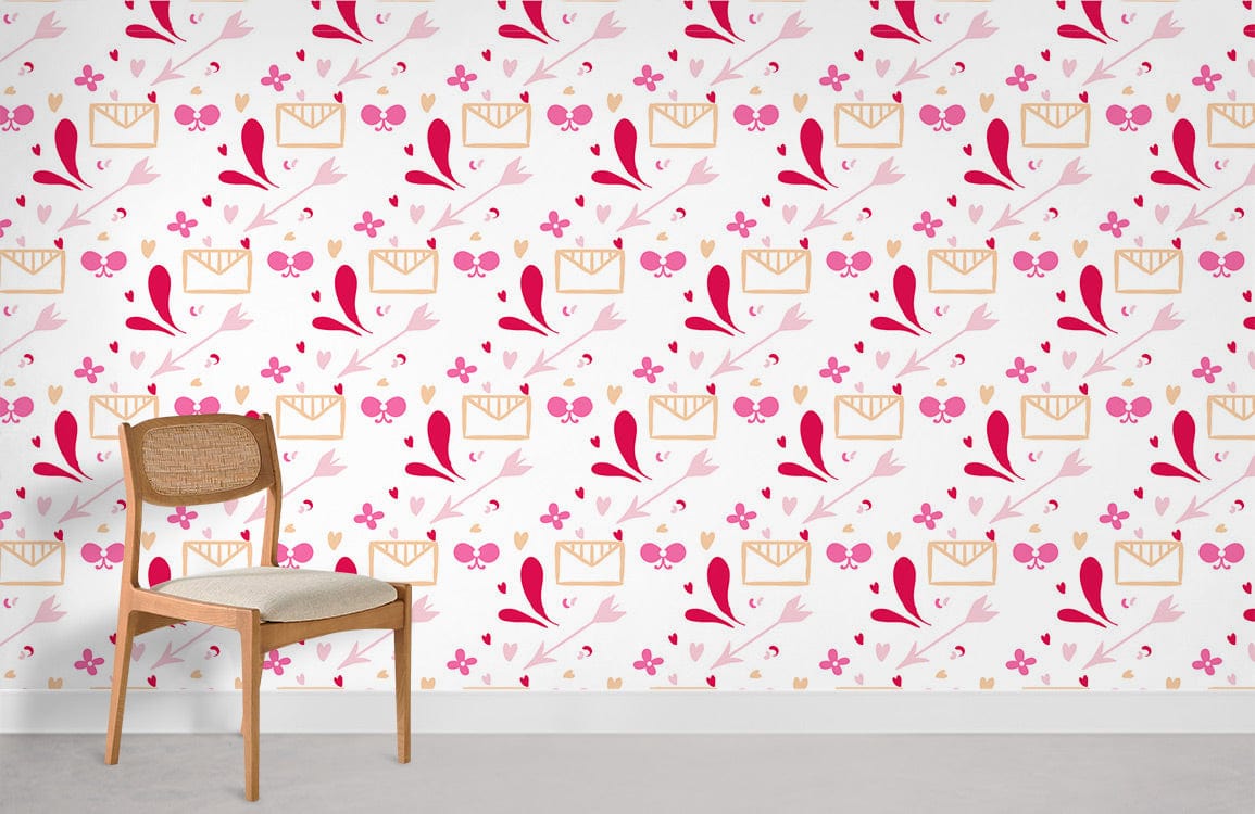 Love in Envelope repeated Pattern Wallpaper Mural for Room decor