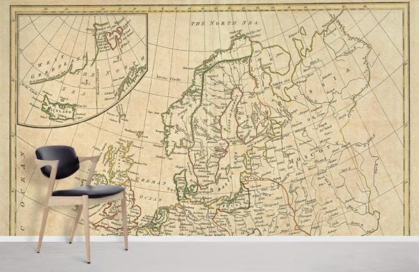 Vintage Map Europe Wall Mural