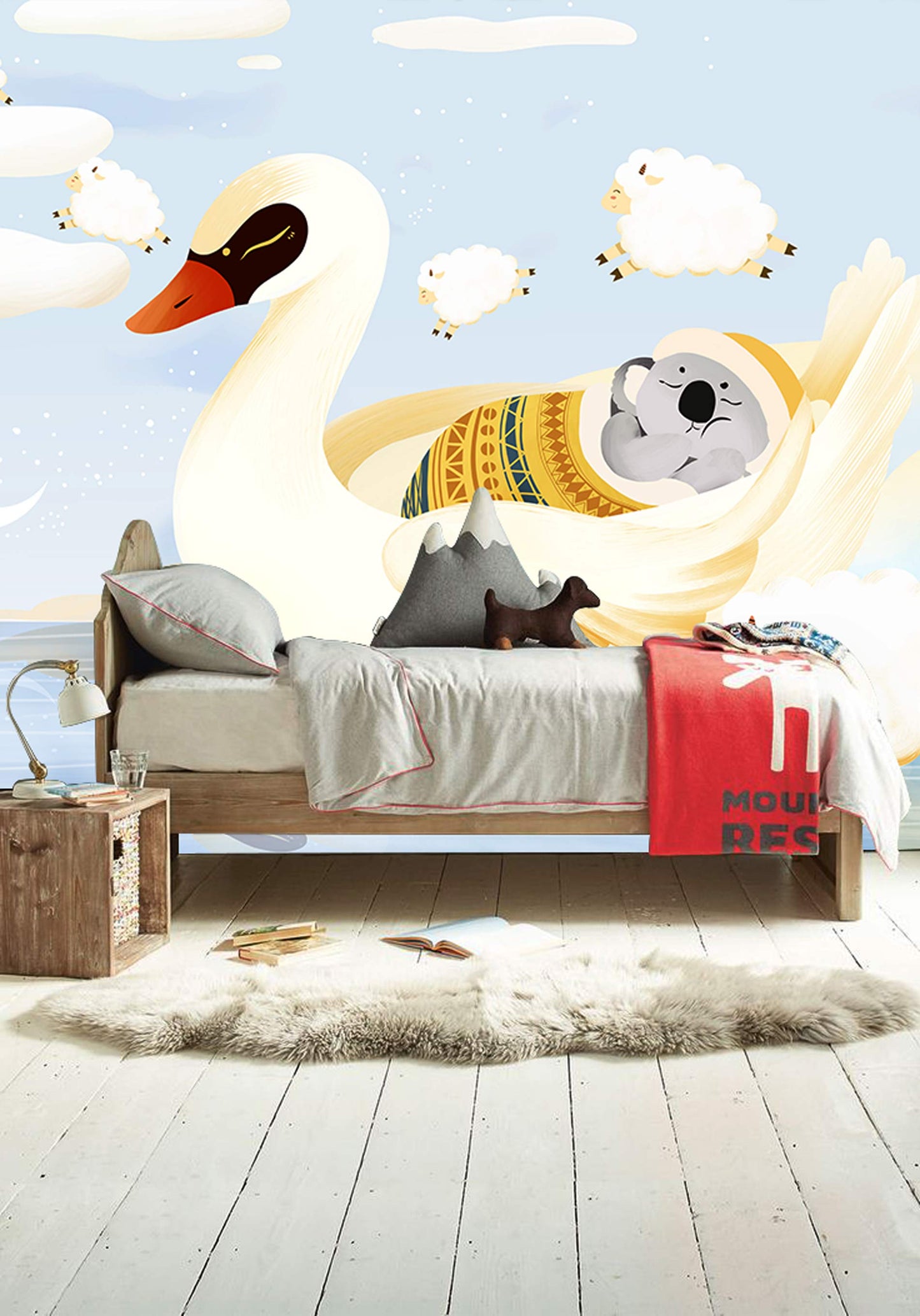 Decorate your child's bedroom with this adorable Fall Asleep Animal Wallpaper Mural.