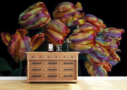 3d visual flowers wall mural hallway decor idea