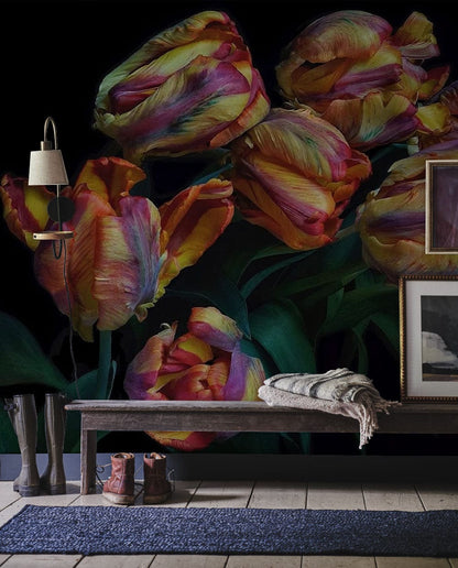3d visual flowers wall mural lounge interior decor