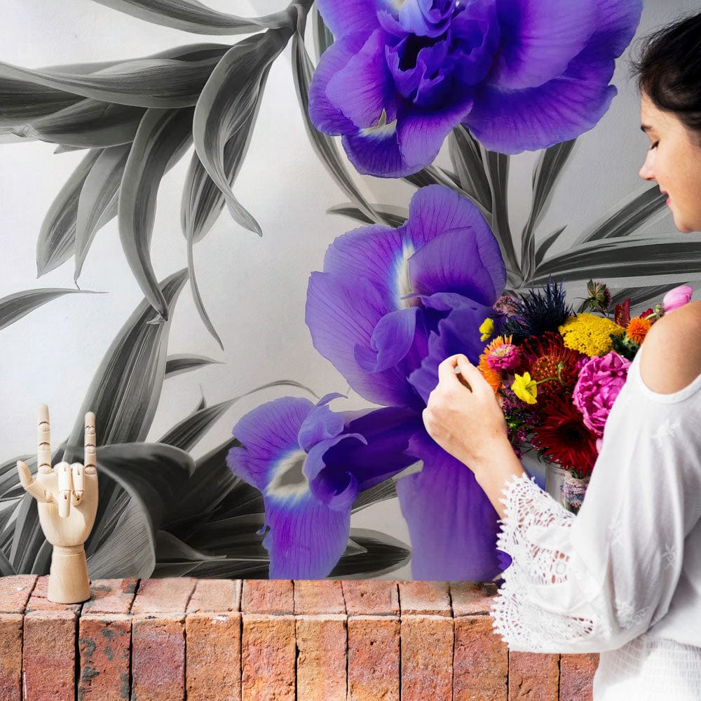 Wallpaper mural featuring a Fantasy Design of Purple Petals, ideal for Home Decoration