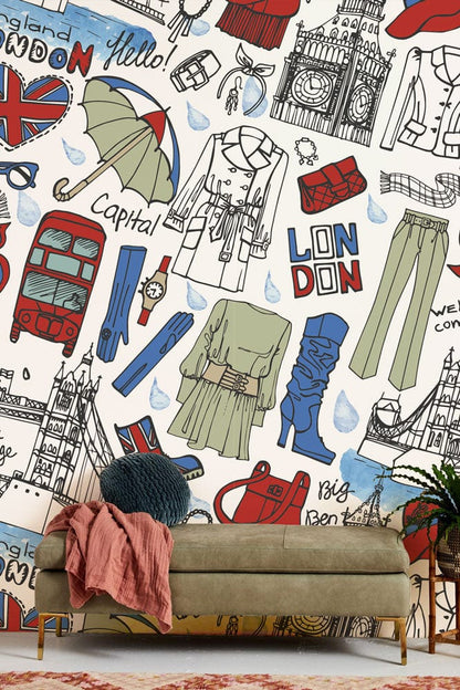 london landmark wallpaper mural entryway decor