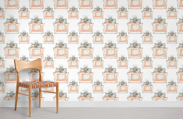 Vintage Potted Plant Sketch Mural Wallpaper