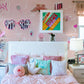 Playful Pink Whimsical Graphic Mural Wallpaper