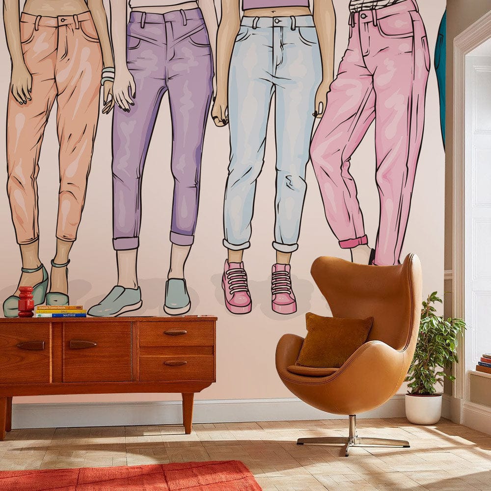 Fashion Trousers Graffiti Wallpaper Hallway