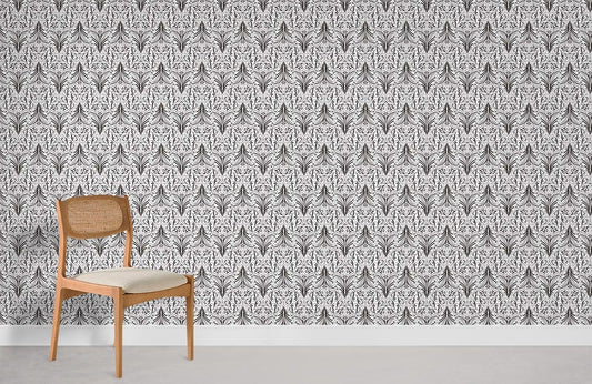 Elegant Black White Geometric Mural Wallpaper