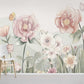 Pastel Floral Garden with Butterflies Wallpaper Mural