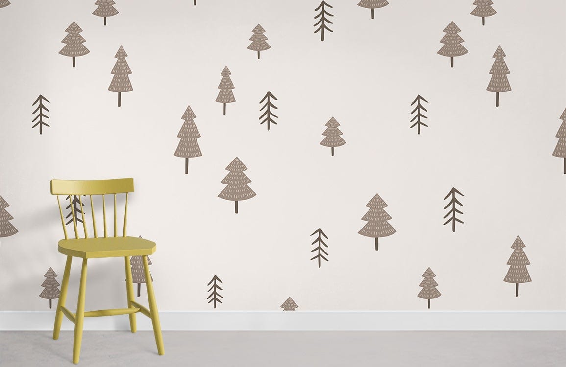 Fir Trees Cartoon Wallpaper For Room