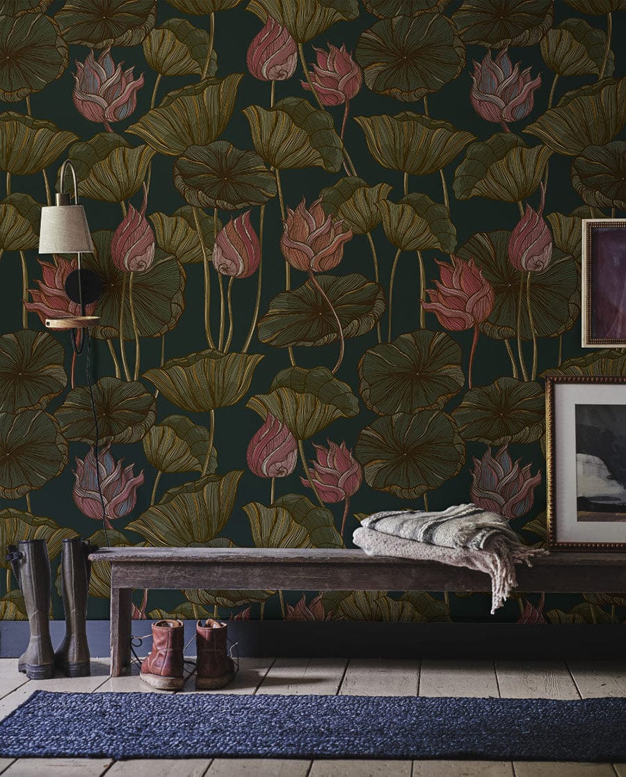 booming lotus aesthetic flower wallpaper design