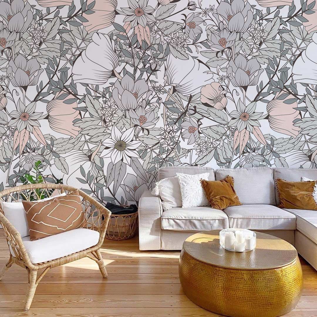 wild flower wallpaper interior decoration idea