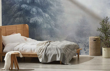 Misty Forest Winter Wonderland Mural Wallpaper