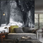 Wallpaper mural featuring a track through the snow for use in decorating the living room.