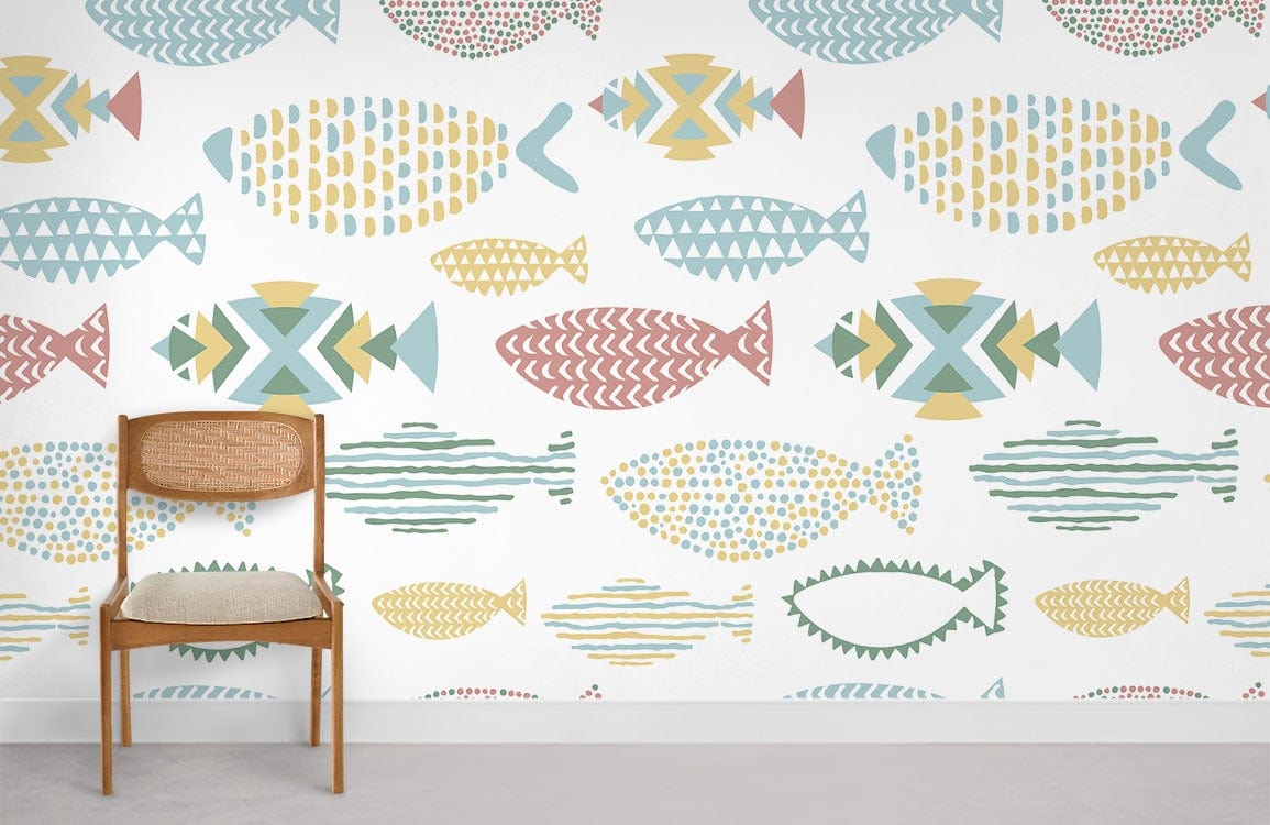 colorful fish pattern mural for wall