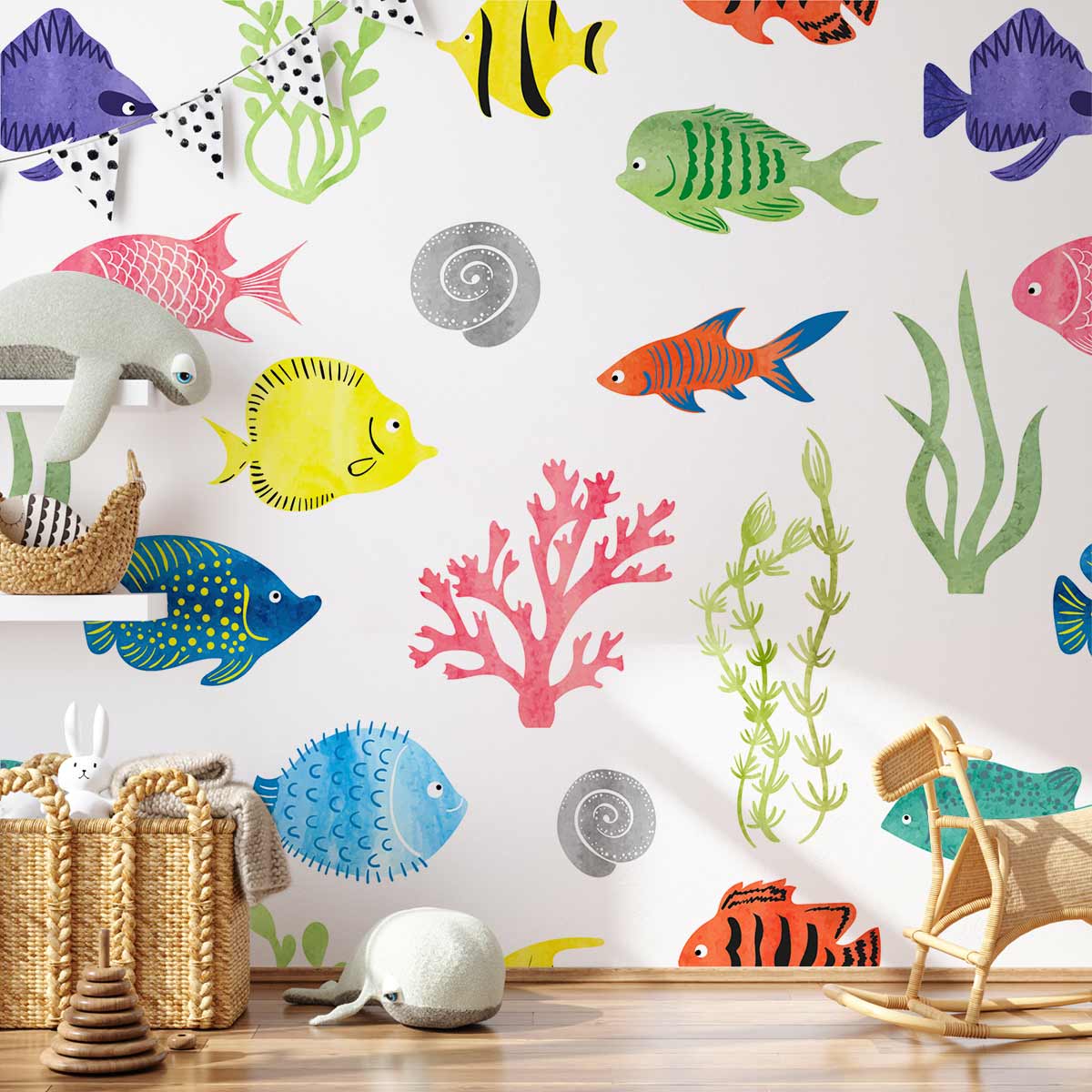 different fish pattern wall mural home decor