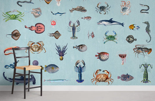 different sea food wall mural for room