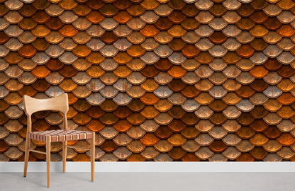 Rustic Textured Fish Scale Mural Wallpaper