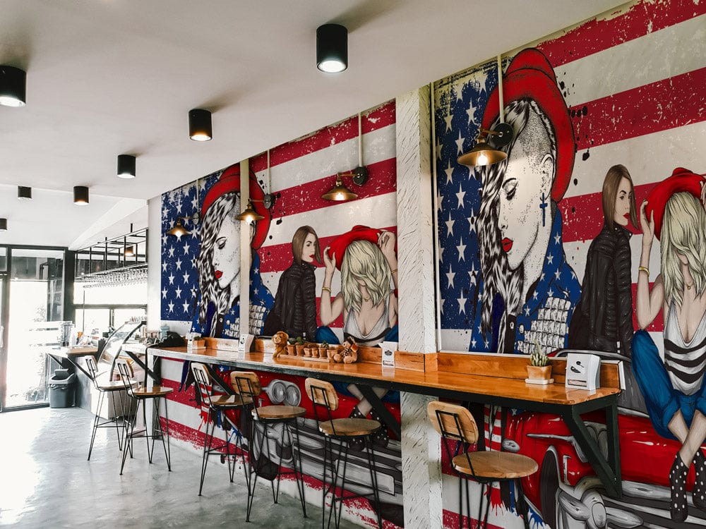 Flag Beauty Painting Mural Restaurant