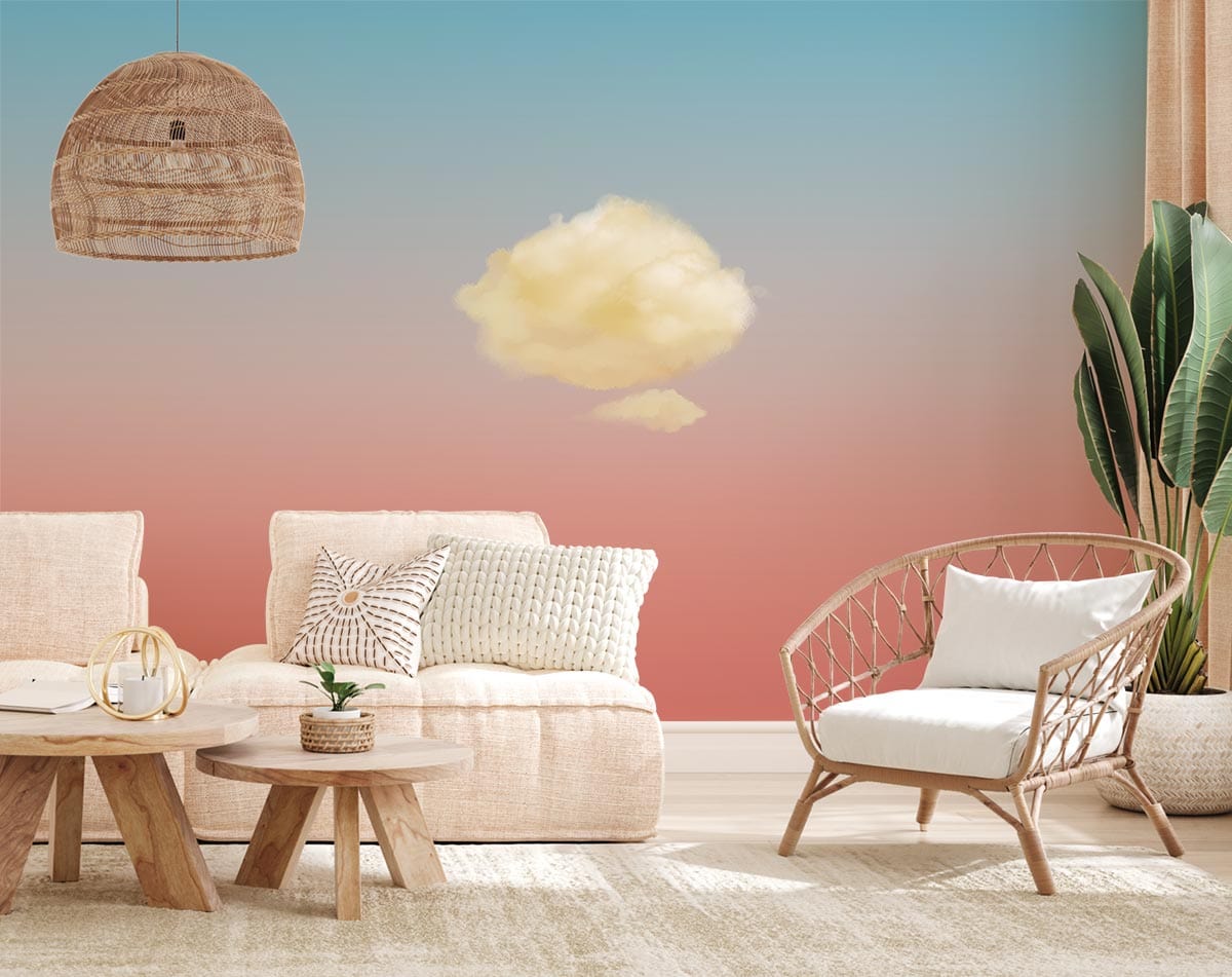 Soothing Gradient Clouds Mural Wallpaper in living room