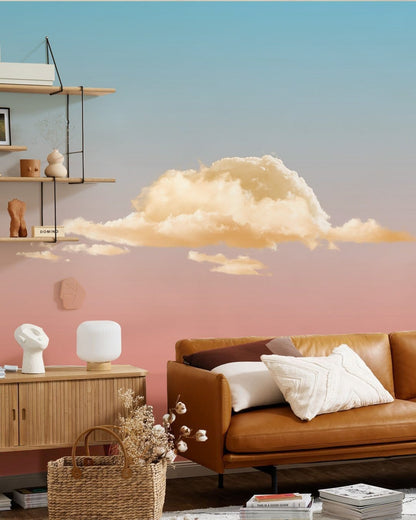 Serene Sunset Clouds Mural Wallpaper in living room