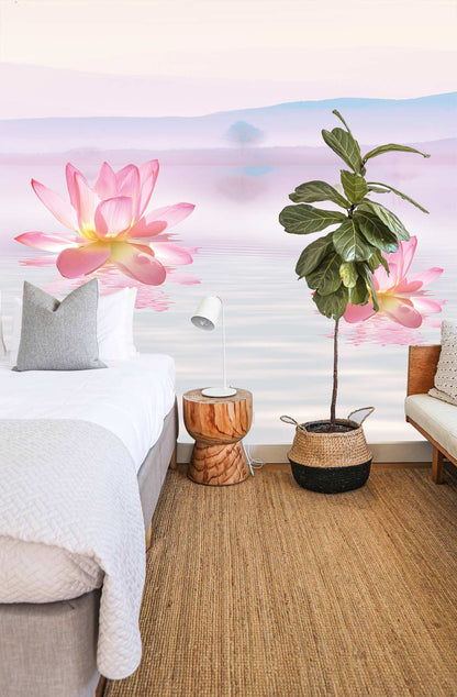 Floating Lotus Flower Wallpaper Design