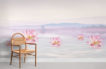 Serene Lotus Watercolor Bedroom Mural Wallpaper