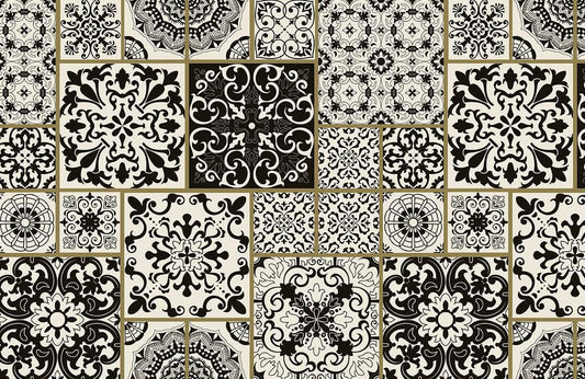 Elegant Black Beige Vintage Mural Wallpaper