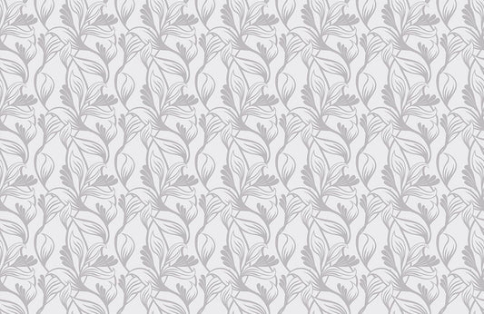 Elegant Grey Floral Pattern Mural Wallpaper