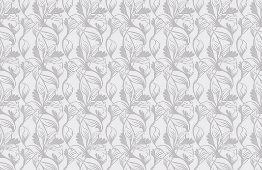 Elegant Grey Floral Pattern Mural Wallpaper