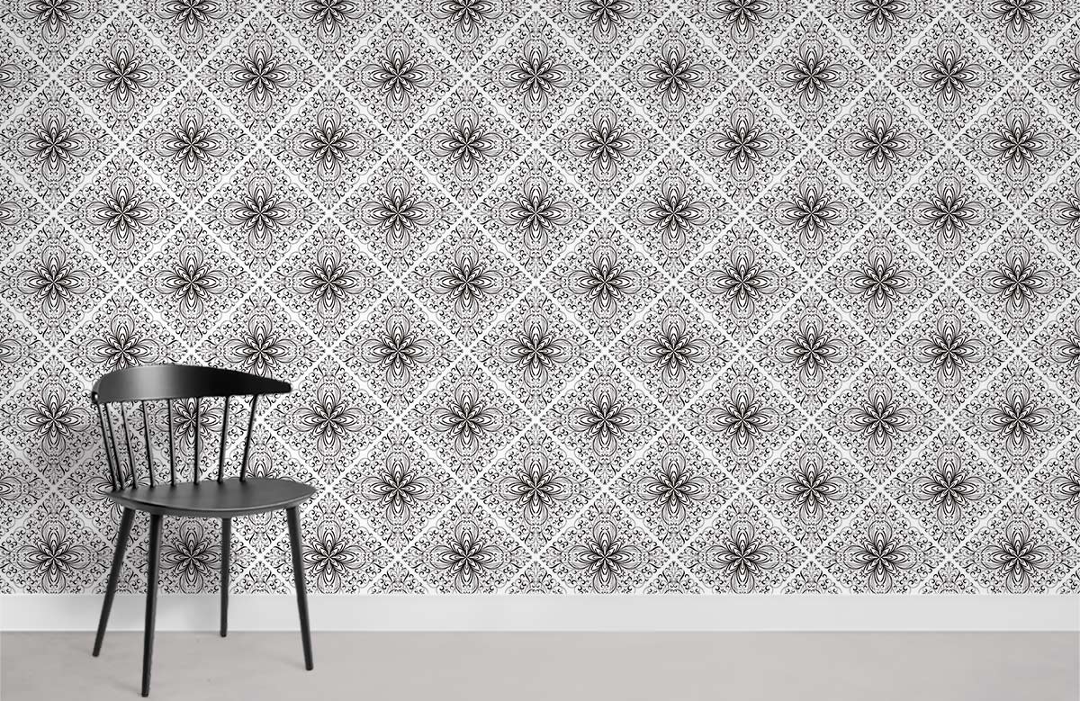 Elegant Floral Geometric Bedroom Mural Wallpaper