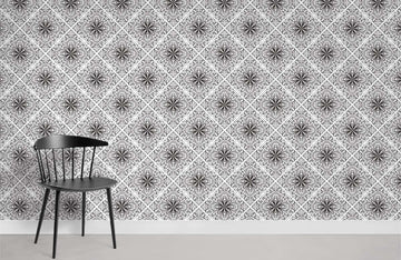 Elegant Floral Geometric Bedroom Mural Wallpaper