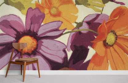 Colorful Floral Blossom Bedroom Mural Wallpaper