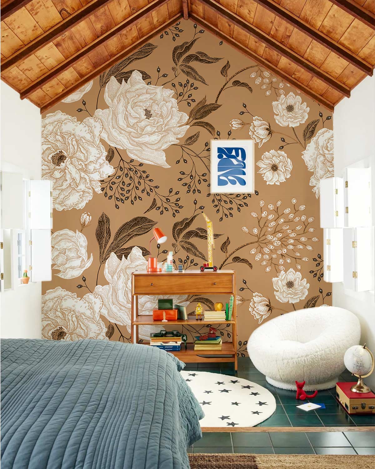 wonderful floral wall painting from the past