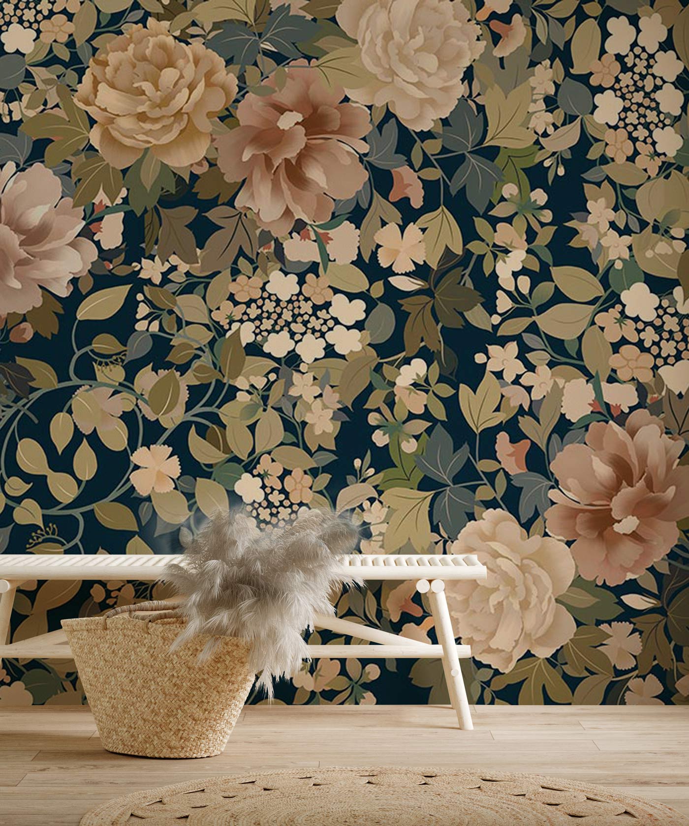 stylish Flowers & leaves Wallpaper Mural for living Room decor