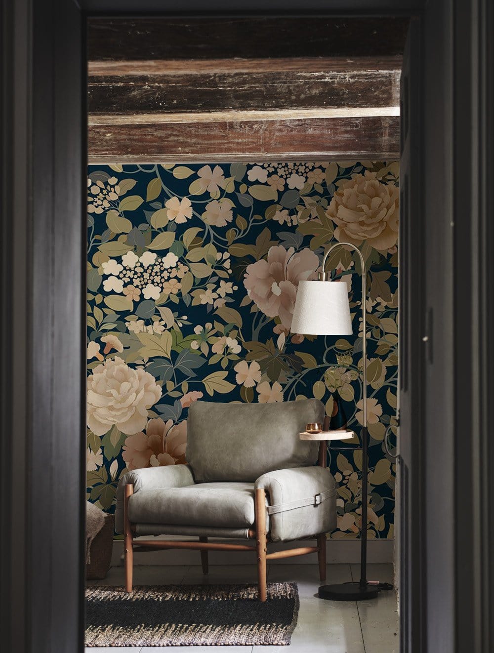 stylish Flowers & leaves Wallpaper Mural for living room decor