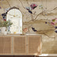 traditional floral branch painting wallpaper mural used for the decoration of hallways