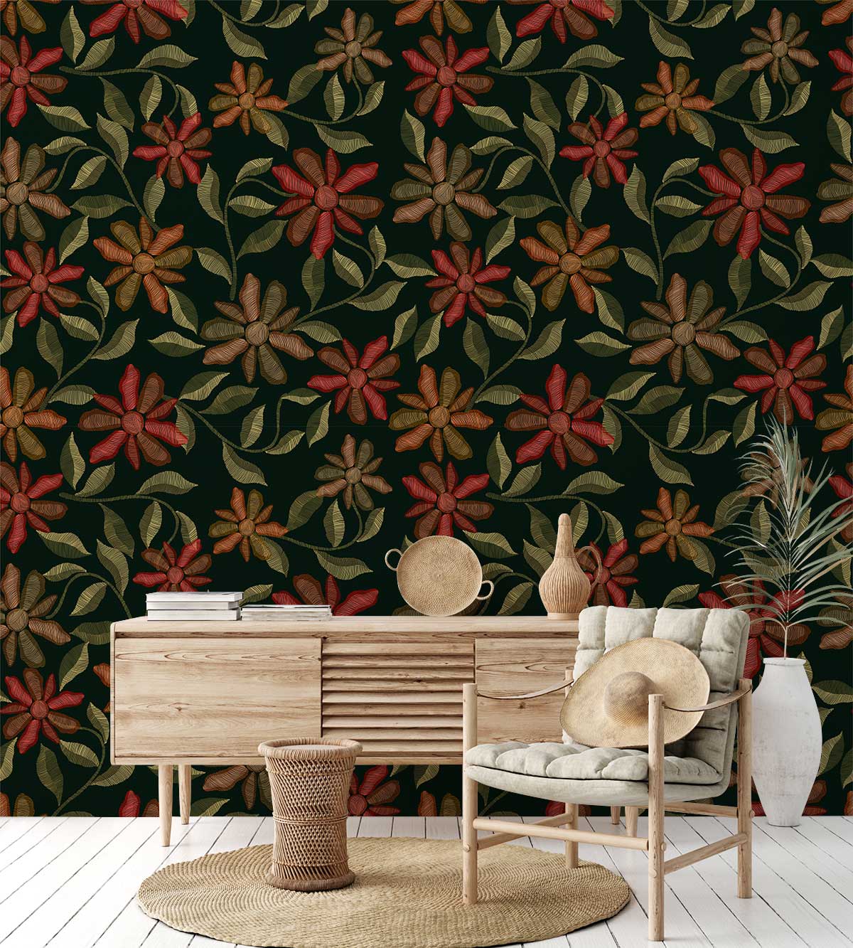 custom design flower wallpaper mural for living room