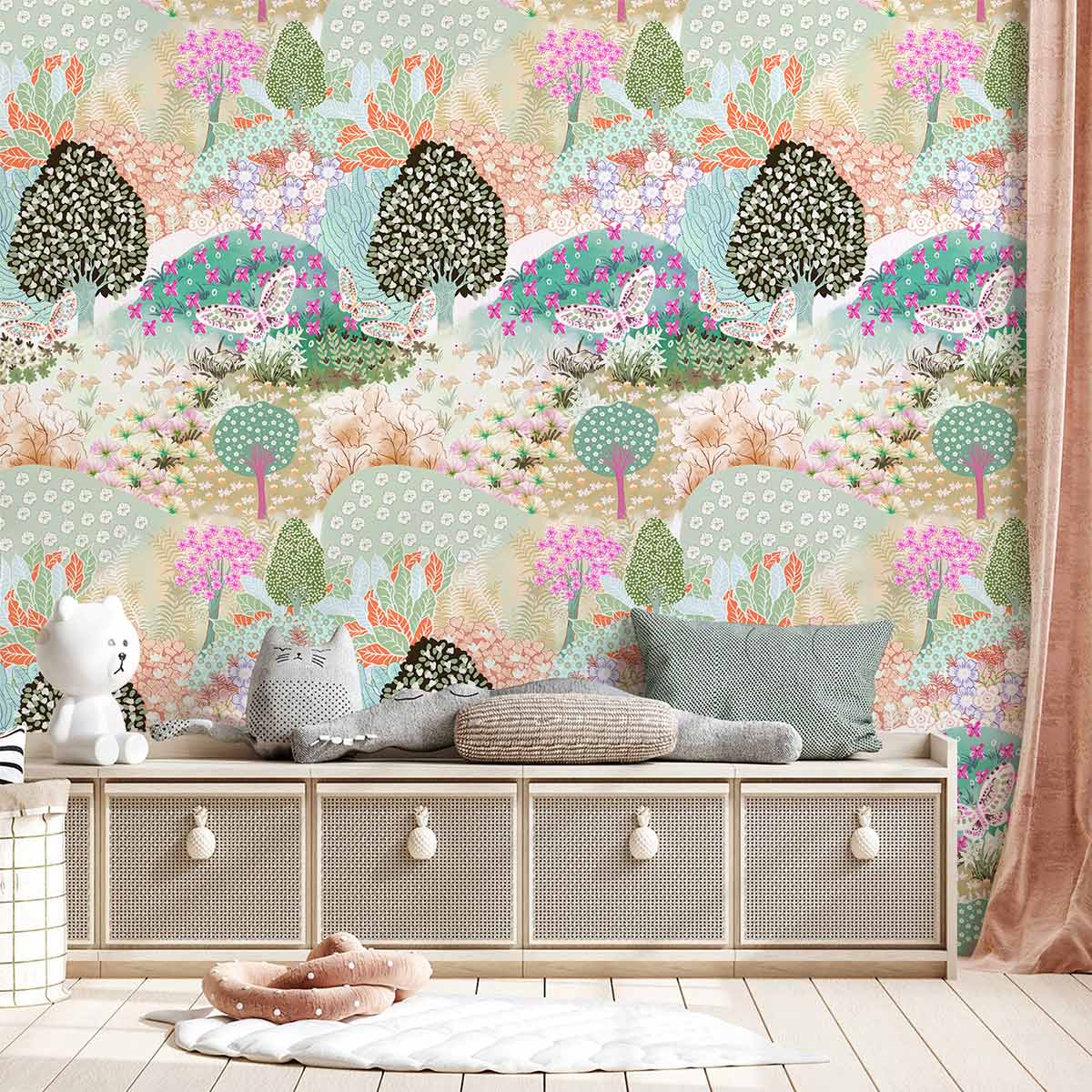 Whimsical Forest Animal Nursery Wallpaper for Wall