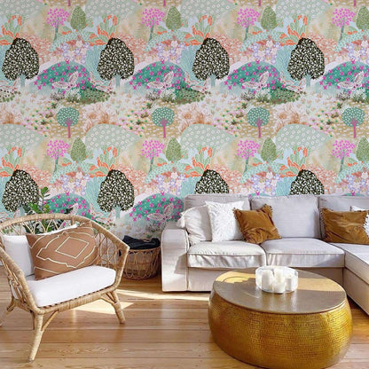Whimsical Forest Animal Nursery Wallpaper for Wall in living room